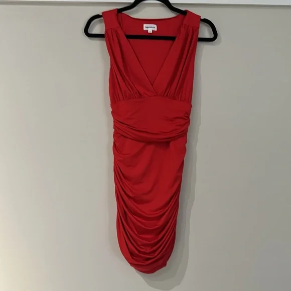 Revolve Superdown Ruched Red Dress New Without Tags - Picture 2 of 3